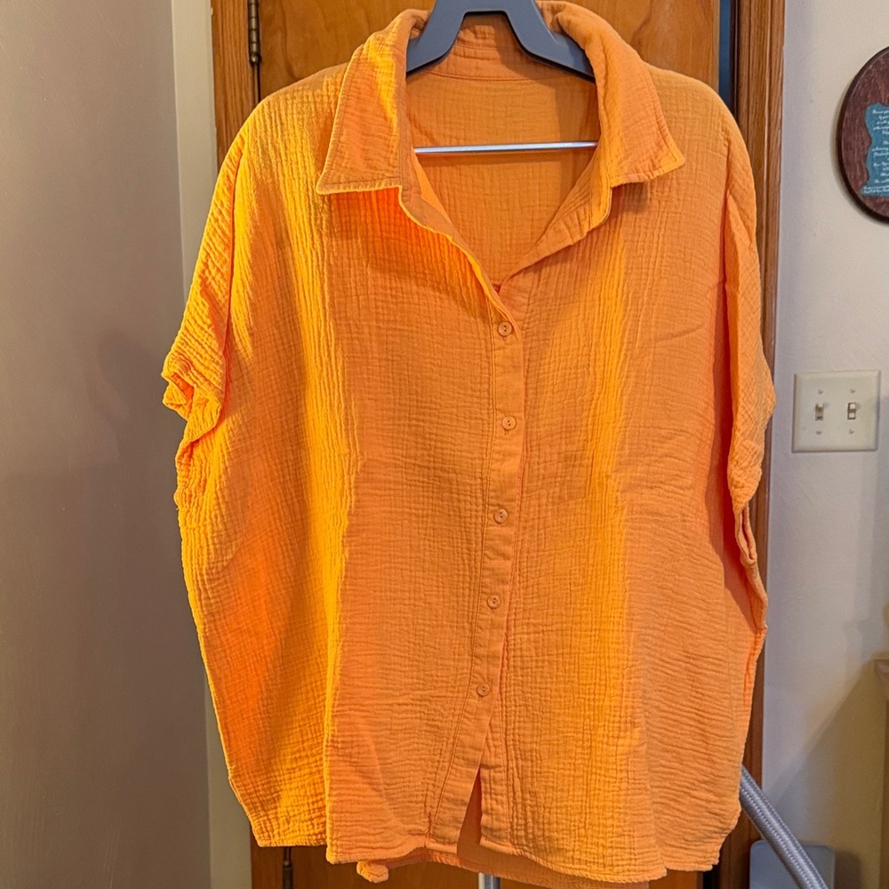 Bright Orange Button-Up Shirt Sz 2x. Good condition.